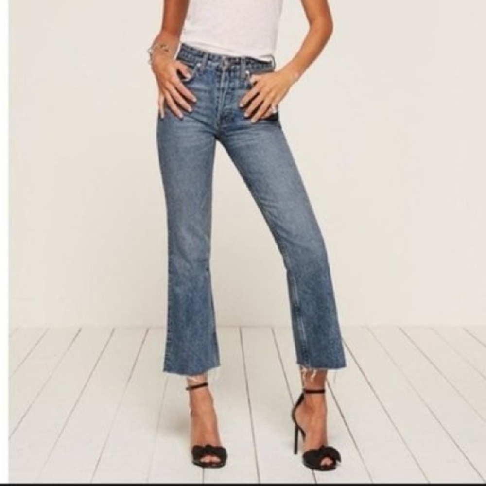 Reformation mid crop flare jean - Baltic